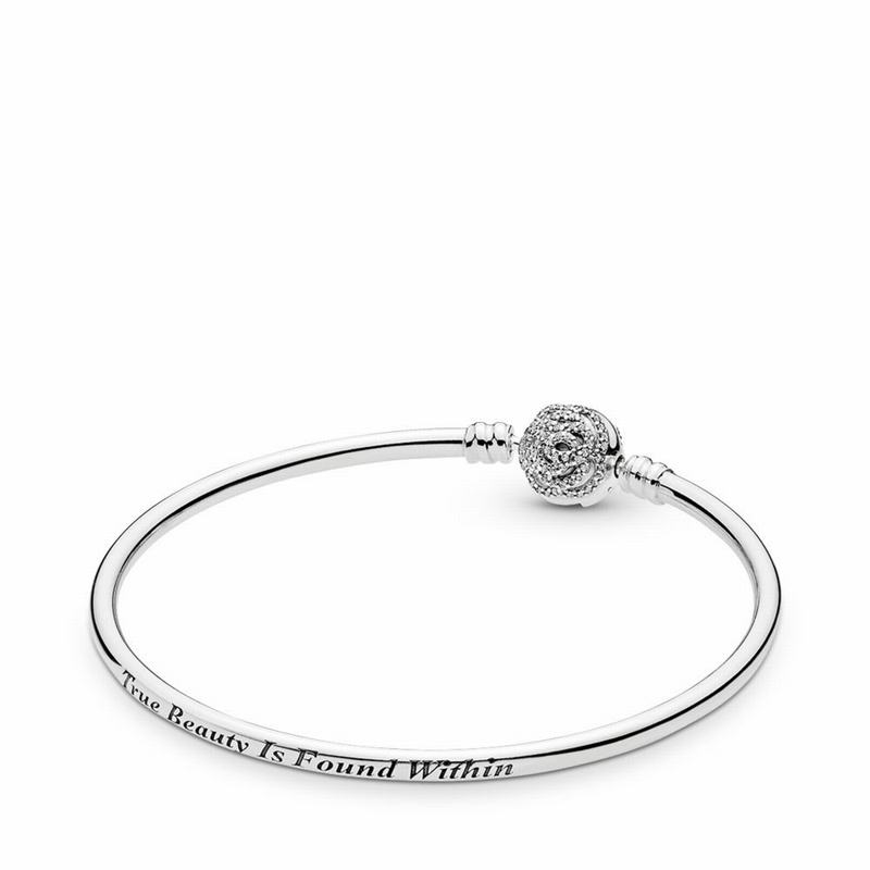 Pandora Disney, Beauty & The Beast Bangle Bracelet Clearance NZ, Sterling Silver (430925-ALZ)